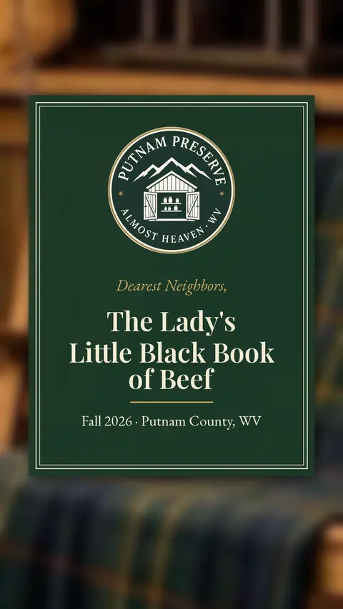 Title card: The Lady's Little Black Book of Beef, Fall 2026, Putnam County WV